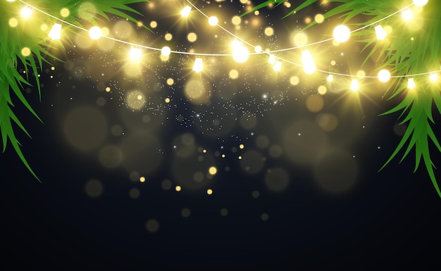 クリスマスの明るく美しいライトのデザイン要素クリスマスグリーティングカードのデザインのための輝くライト
