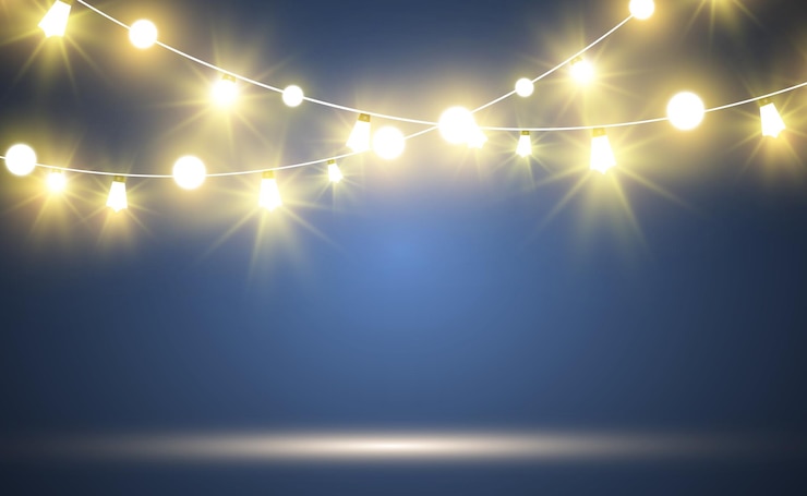 Vector christmas bright beautiful lights design elements glowing lights for design of xmas greeting card