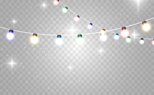 Christmas bright, beautiful lights, design elements. Glowing lights for design of Xmas greeting
