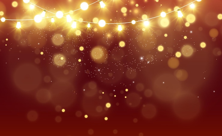 Vector christmas bright beautiful lights design elements glowing lights for design of xmas greeting