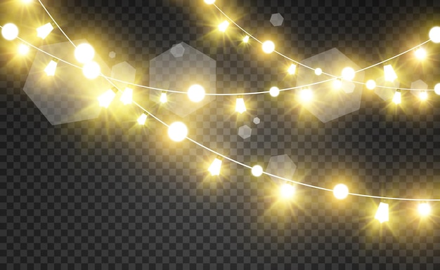 Christmas bright beautiful lights design elements glowing lights for design of xmas greeting