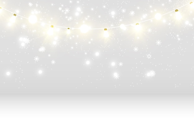 Christmas bright beautiful lights design elements Glowing lights for design of Xmas greeting