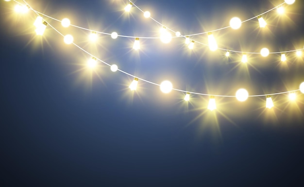 Elementi di design di belle luci luminose di natale luci incandescenti per il design di auguri di natale