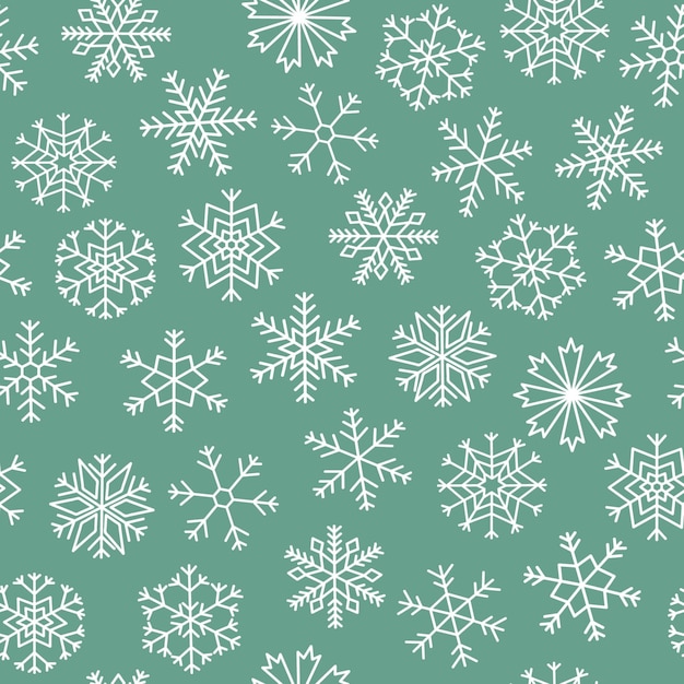 Christmas bright pattern with doodle snowflakes