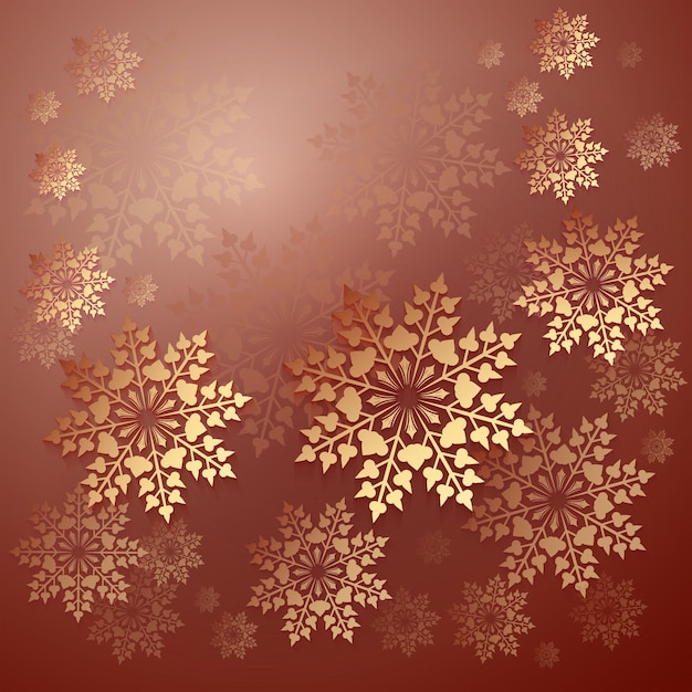 Christmas brown background with yellow snowflakes