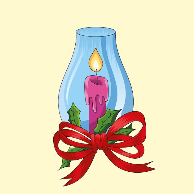 Векторный дизайн рождественской горящей свечи