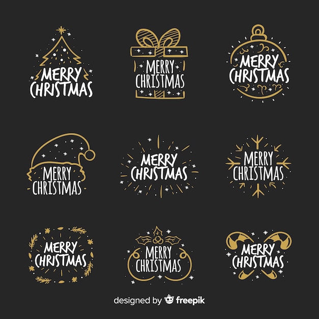 Christmas calligraphic badges collection