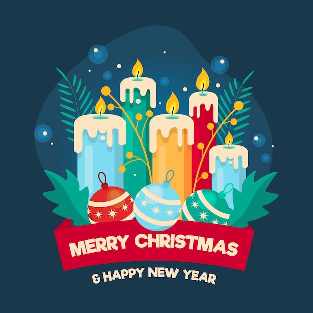 Vector christmas candle background in flat design