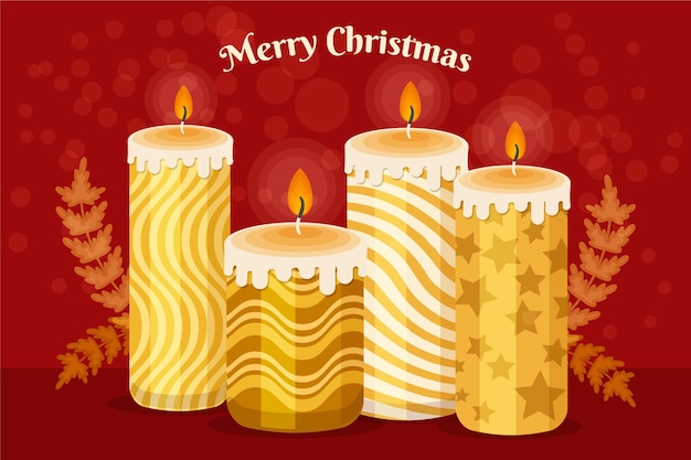 Christmas candle background in flat design