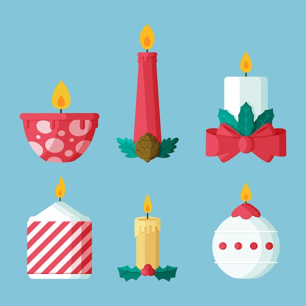 Vector christmas candle collection in flat design