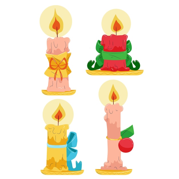 Christmas candle collection in flat design