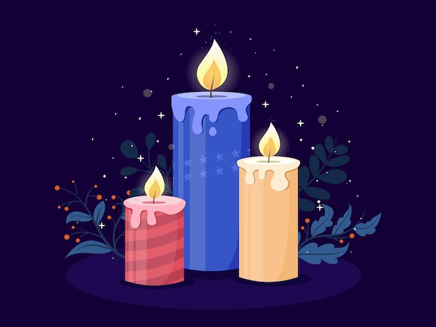 Christmas candle flat design