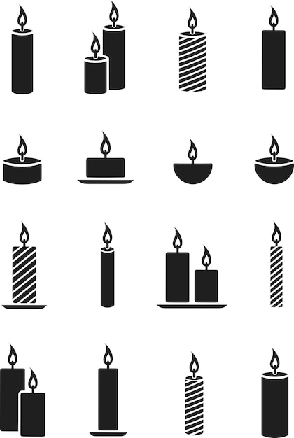 Vector christmas candle icon holiday accessories set happy new year vector illustration