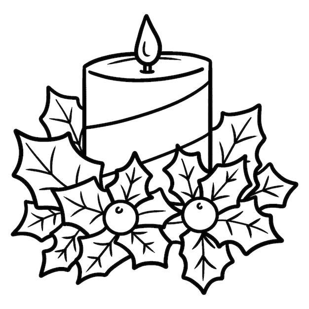 Christmas Candle Isolated Coloring Page