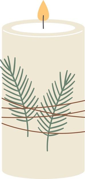 Vector christmas candle with branch