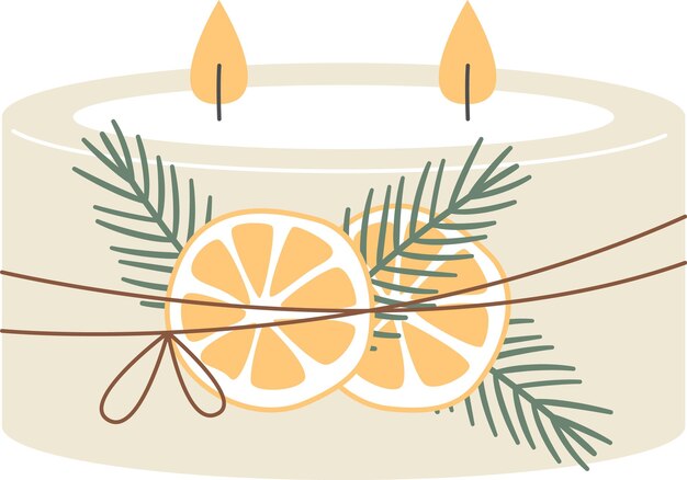 Vector christmas candle with lemon