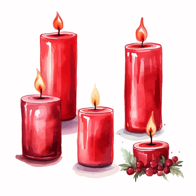 Vector christmas candle with red ribbon vector