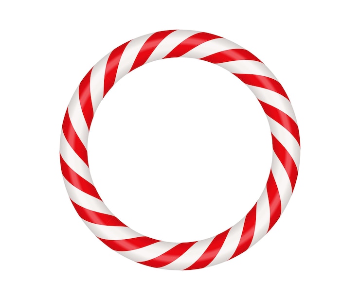 Vector christmas candy cane circle frame with red and white striped xmas border with striped candy lollipop pattern blank christmas and new year template vector illustration isolated on white background