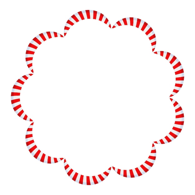 Vector christmas candy cane frame striped ribbon circle sticker