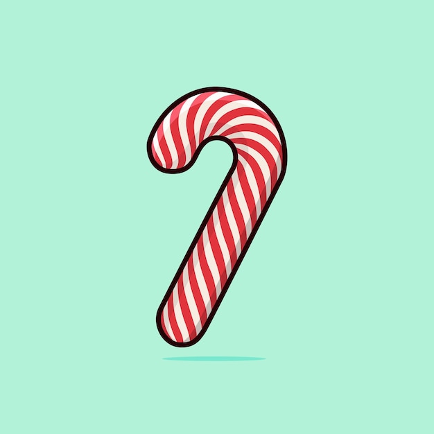 Christmas candy cane vector illustration. Merry Xmas and Happy New Year sweet 3d icon for poster
