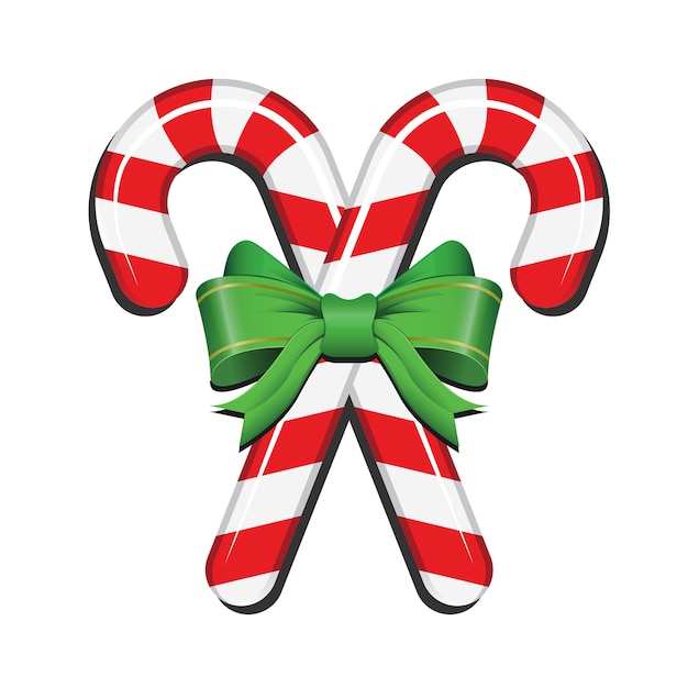 Vector christmas candy cane with ribbon  decoration design element