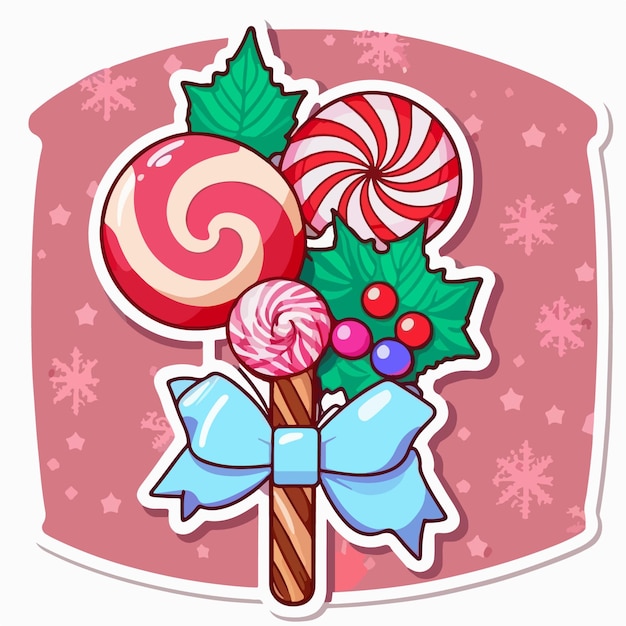 Christmas candy cartoon sticker xmas candies stickers collection Newyear collection