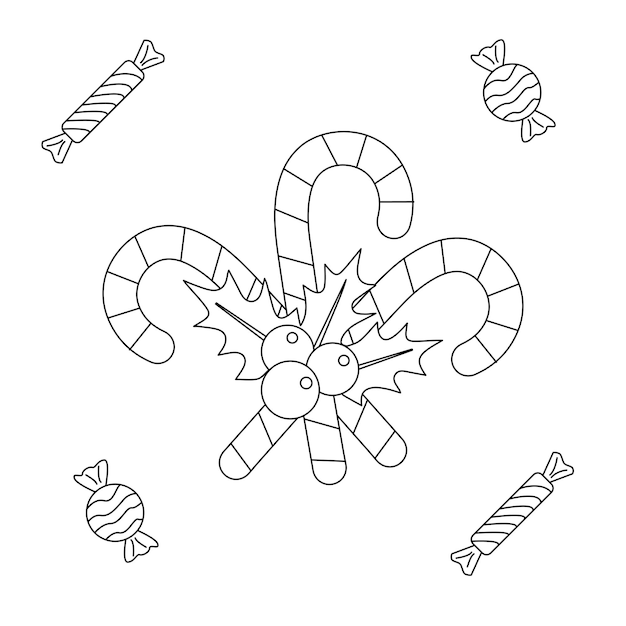 Vector christmas candy coloring page illustration