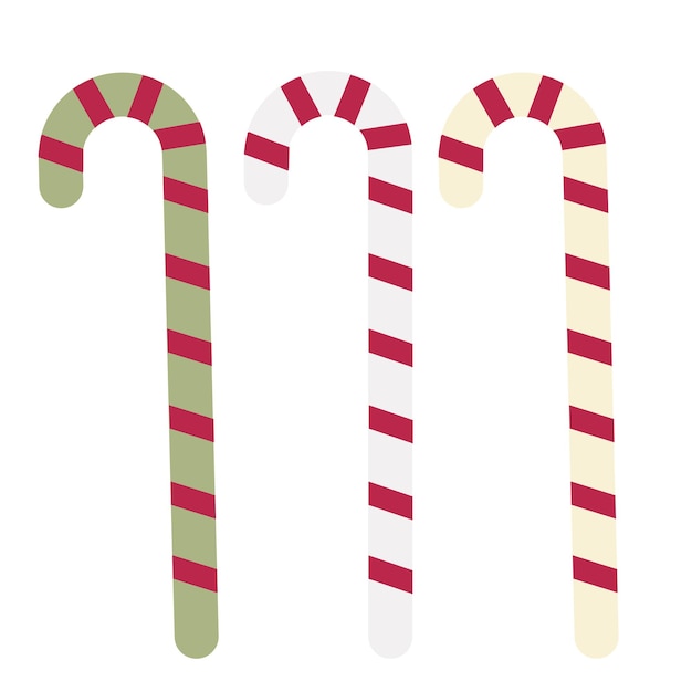 Christmas candy Stick isolated Decoration sugar lollipop Holiday background Cartoon illustration