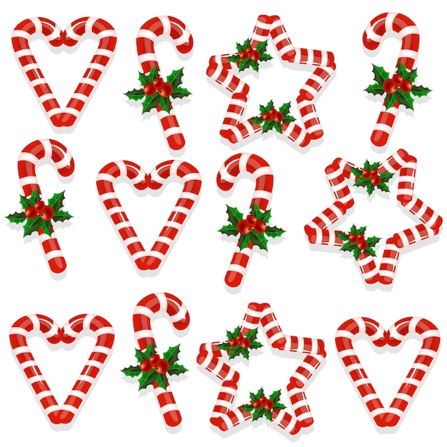 Vector christmas candy vector set collection. winter season