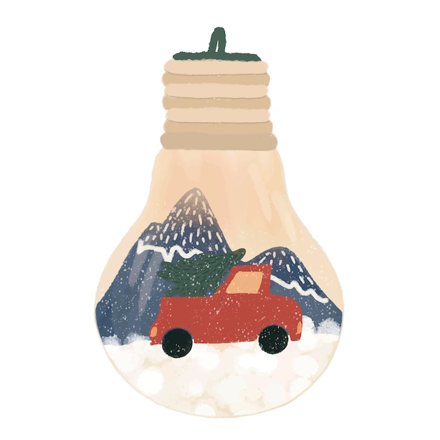 Christmas car illustration