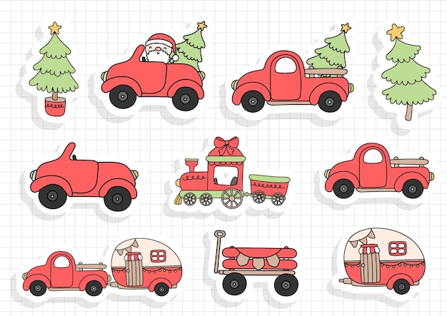 Christmas car sticker sheet, christmas train