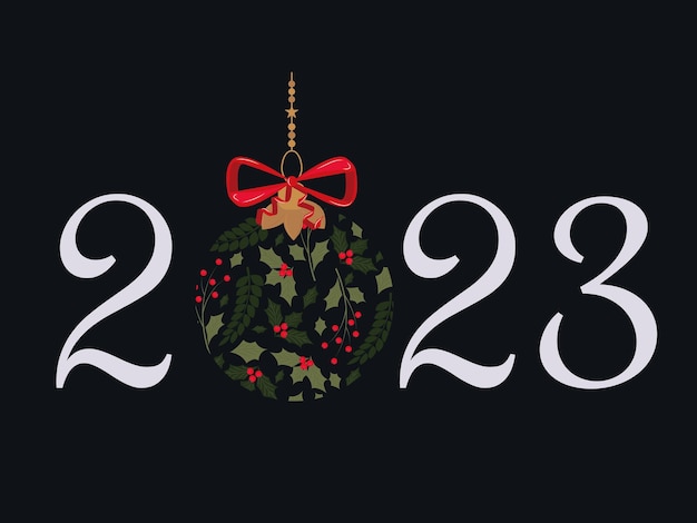 Christmas card 2023. Numbers for the new year. High quality vector illustration.