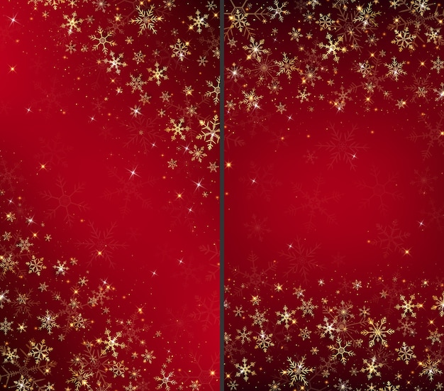 Christmas card background dressed by gold snowflakes and glitters