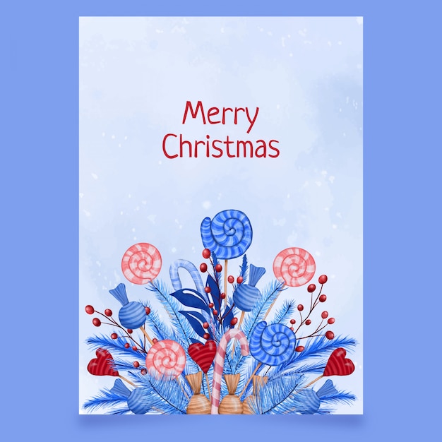 Вектор Рождественская открытка букет конфет с хвойными