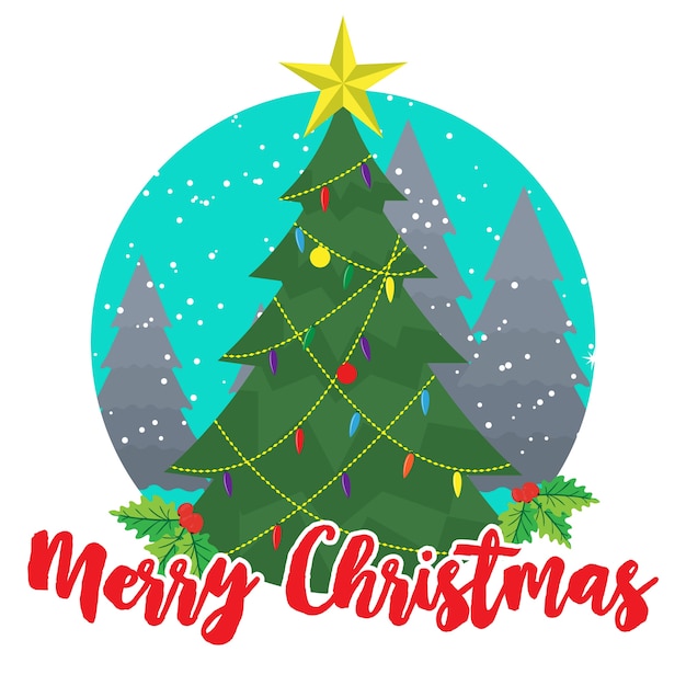 Vector christmas card cover with tree