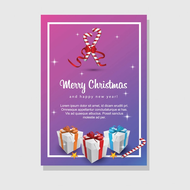 Christmas card design with christmas ornaments