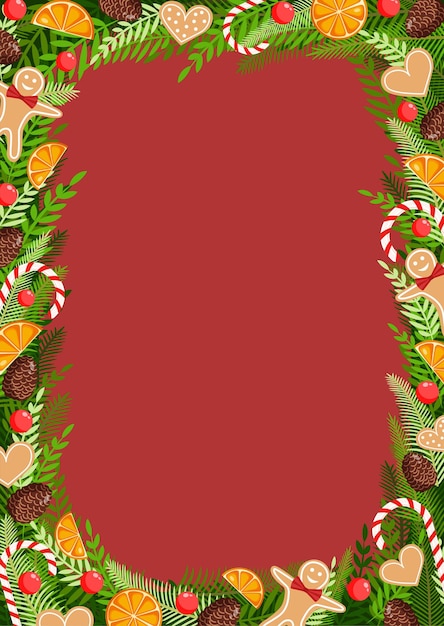 Biglietto natalizio in pino naturale, ramoscelli, pigne, ghirlande, omini di panpepato