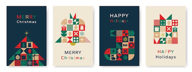 christmas card in modern minimalist geometric style straight christmas background