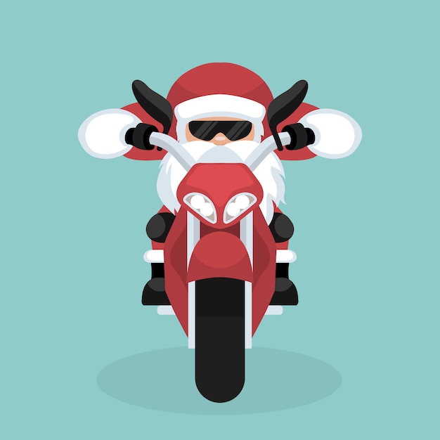 オートバイに乗っているサンタクロースのクリスマスカード