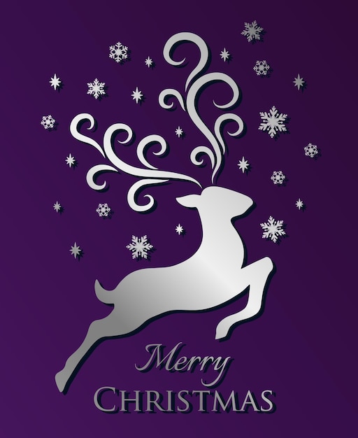 Christmas card. Silver Reindeer. Vector design.