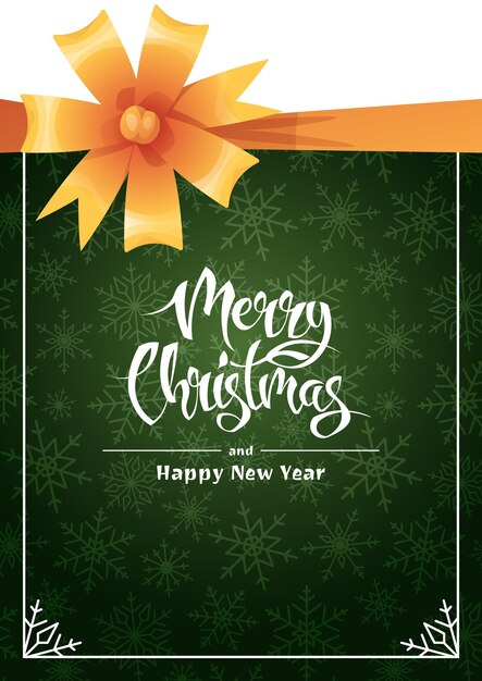 Шаблон дизайна рождественской открытки для праздничного меню с снежинками и золотым луком