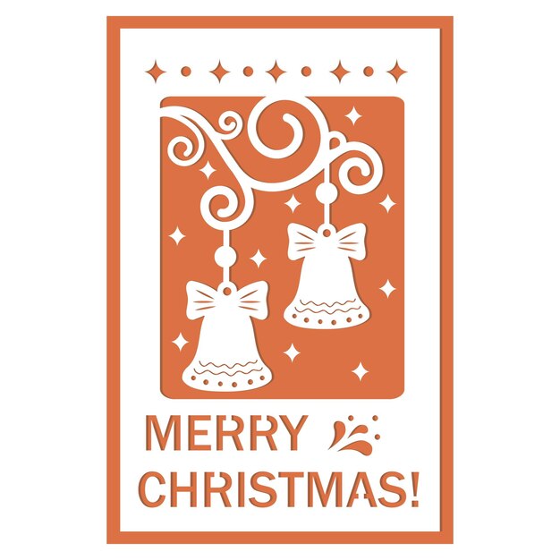 Christmas card template with christmas bells file cutting vector illustration