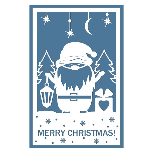 Vector christmas card template with christmas gnome santa file cutting vector illustration