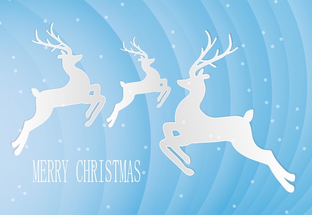 Christmas Card template with reindeers Trendy style Vector design element