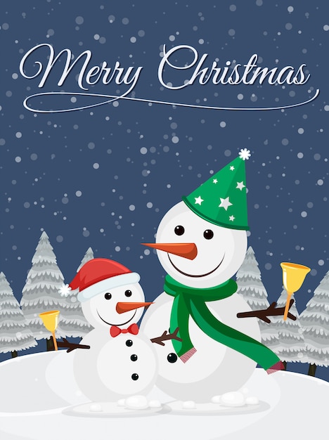 Christmas card template with snowman