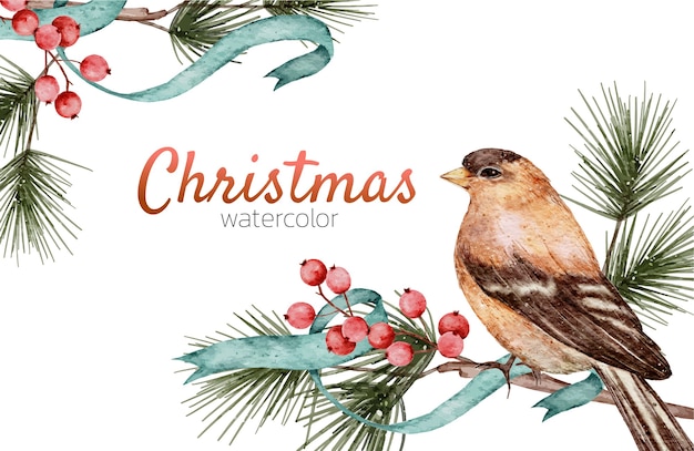 Christmas card watercolour hand painting