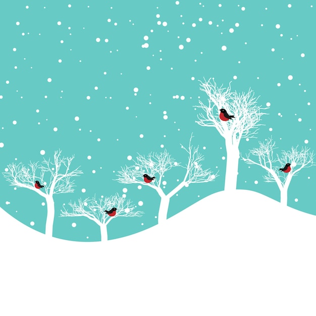 Christmas card winter forest decoration holiday vector illustration