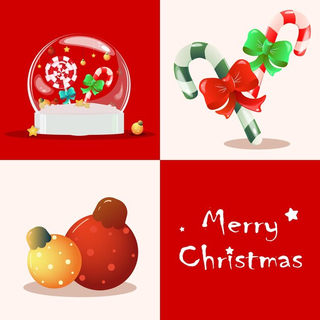 Christmas card with balloons candy and keepsakes vector