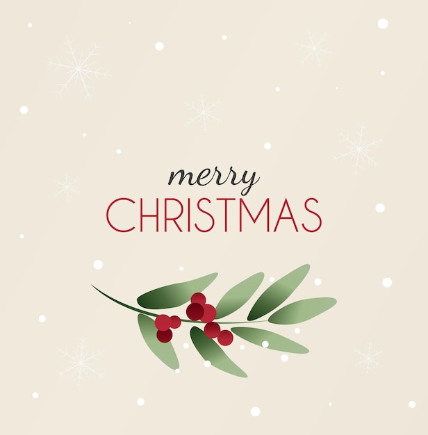 Christmas card with berries and sprigs of mistletoe background