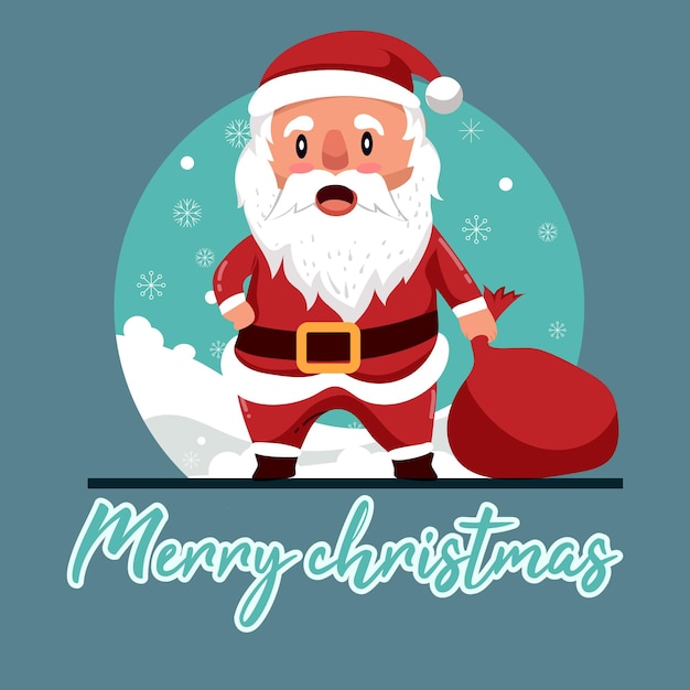 Christmas card with cheerful santa claus